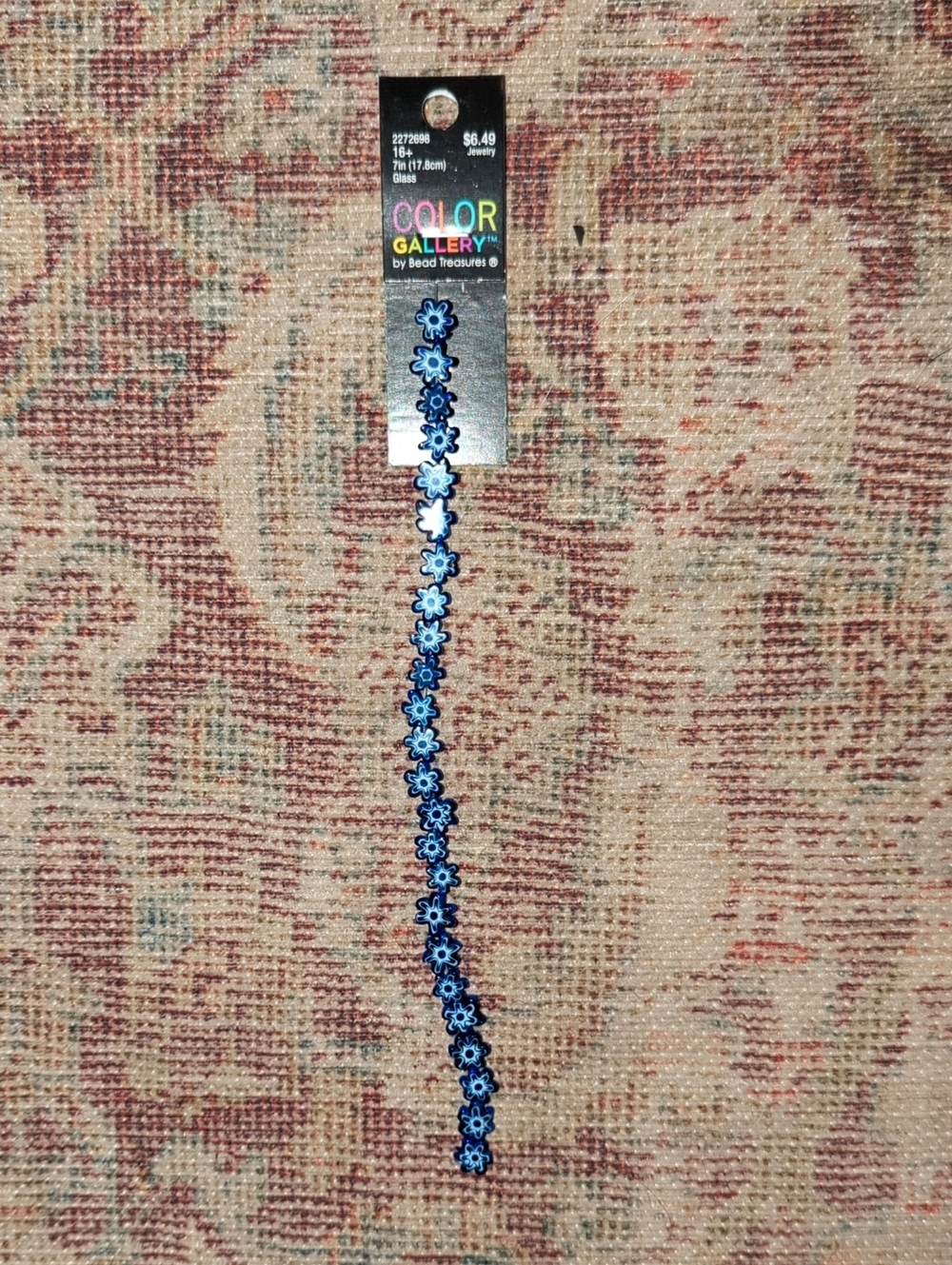 Hobby Lobby Blue Floral Beaded Bracelet